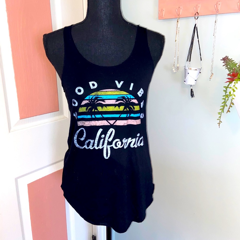 Black Graphic Razorback Tank Top